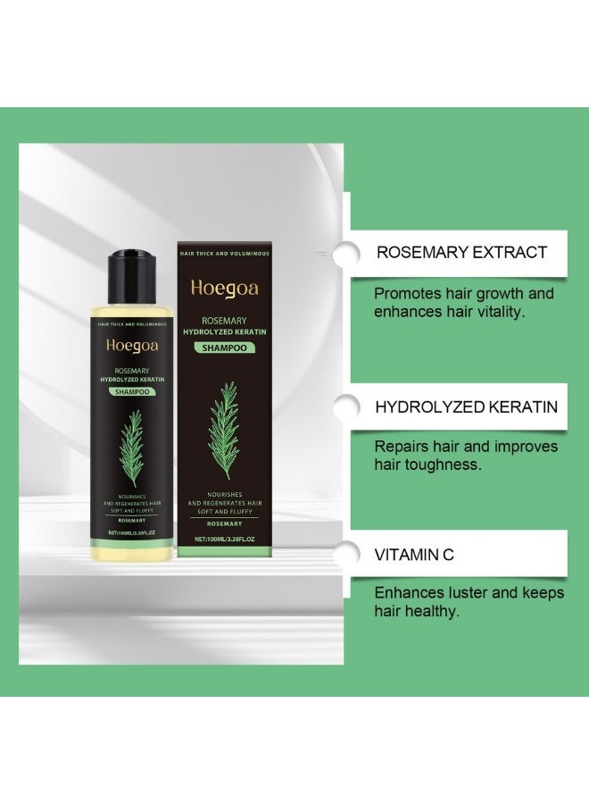HOEGOA Rosemary Hydrolyzed Keratin Shampoo 100ml, Nourishing Hydrating Hair Growth Rosemary Shampoo - Image 2